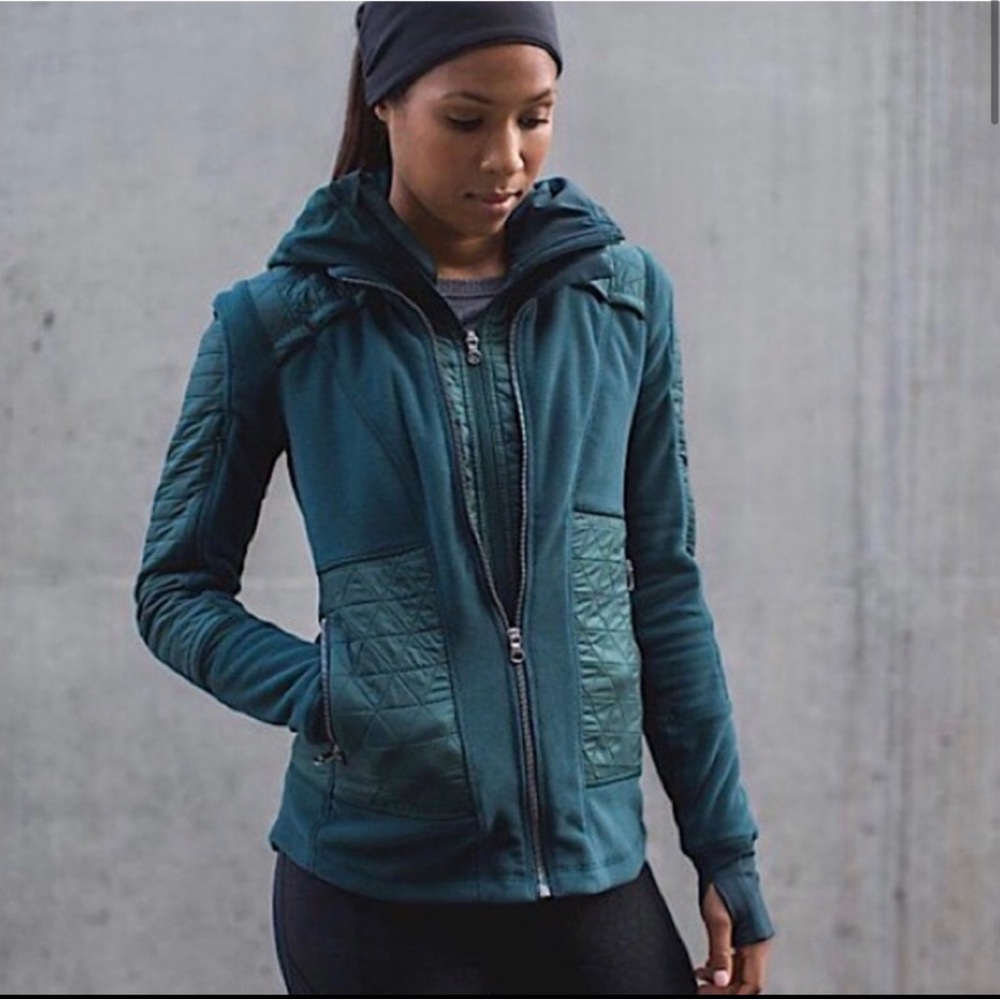 lululemon athletica Teal Quilted Panel Hooded Jacket